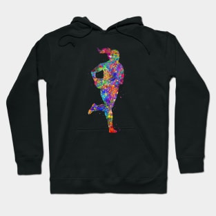 Rugby player girl watercolor Hoodie